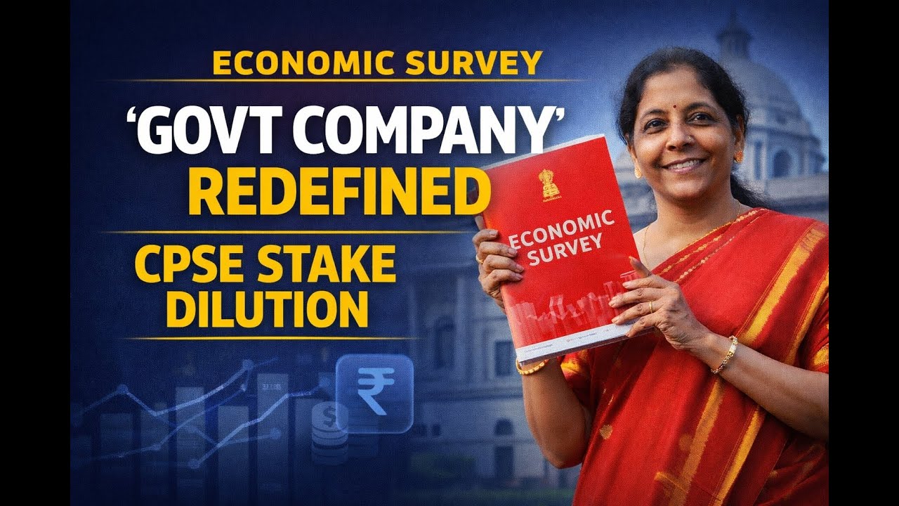 Economic Survey Redefines &lsquo;Government Company&rsquo; | CPSE Stake Dilution Explained | UPSC Economy