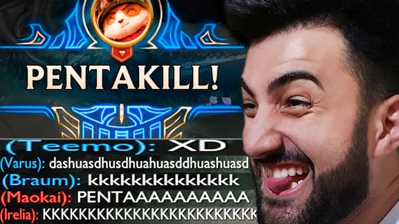 DEI PENTA KILL MORTO DE TEEMO JUNGLE 100% CRIT! *COM MENOS 1 NO TIME* - RodiL
