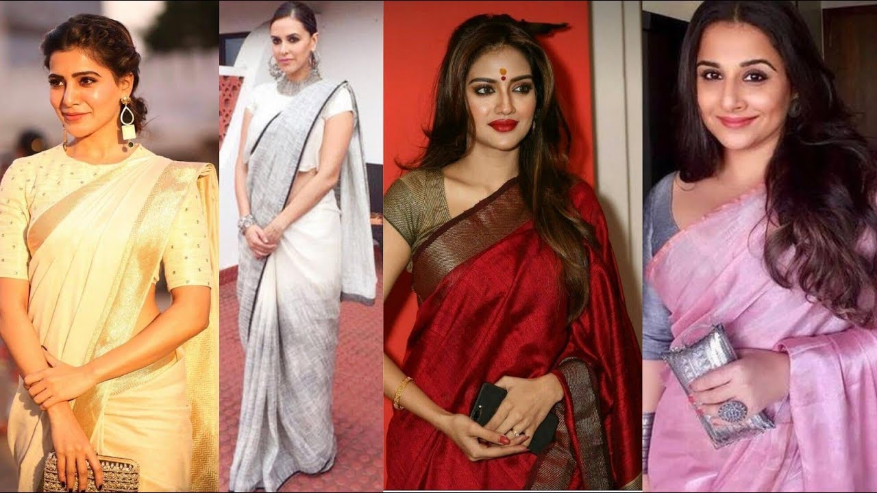Top 30 classy designer linen sarees | Trendy Linen Saree Blouse Designs| Linen Saree Matching Blouse