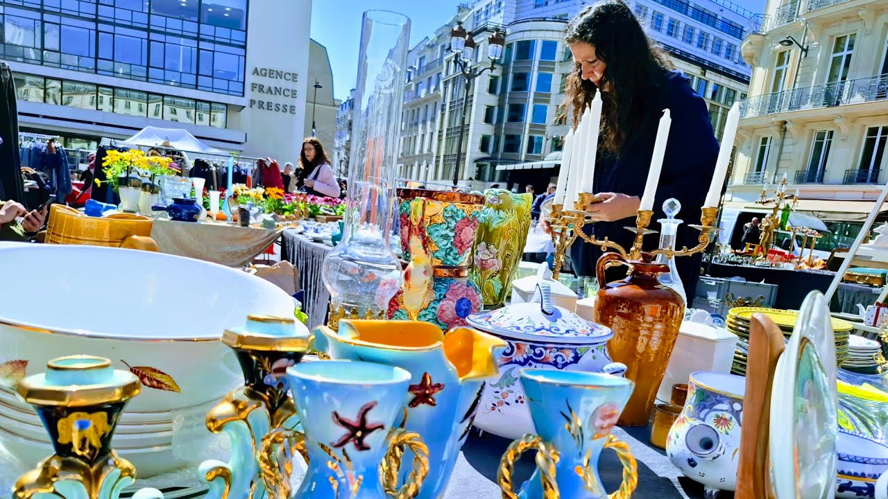 Paris France🇨🇵BROCANTE in Paris🏺FLEA MARKET🪞Marché aux PUCES🖼ANTIQUE old Things🏺4KHDR|Walk tour