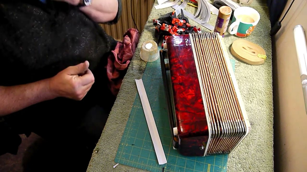 Accordion repair- bellows retaping and creating a diamond pattern