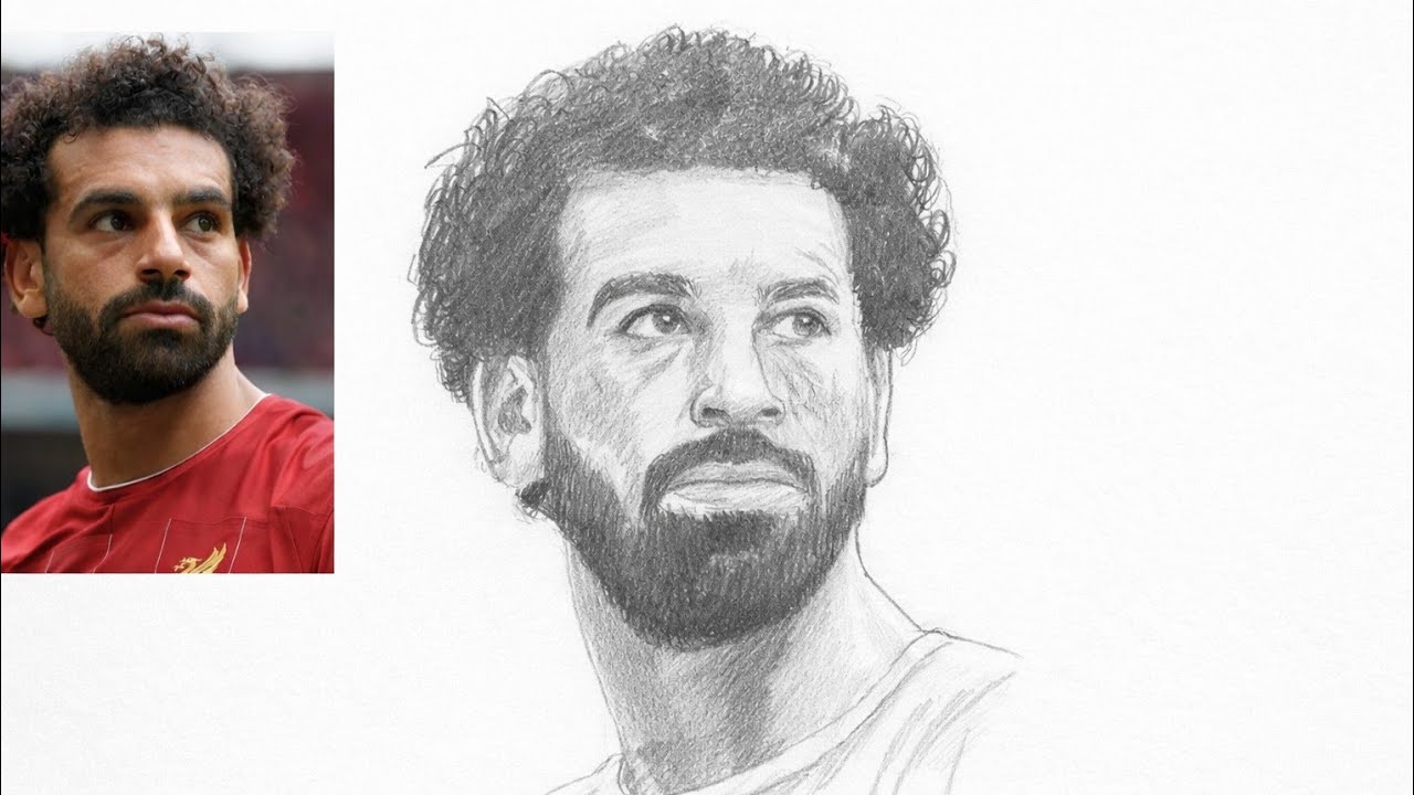 Mohamed Salah Pencil Sketch | Realistic Football Art ✏️⚽