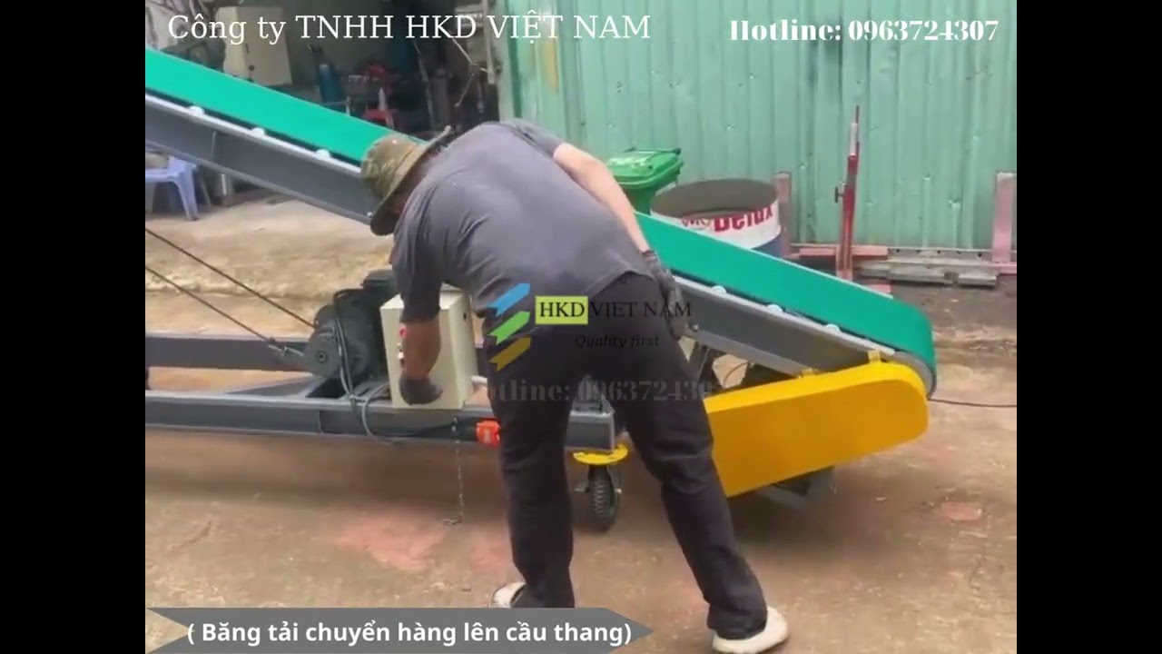 Băng tải nâng hạ chuyển hàng tự động lên xuống xe. HKD 0963724307