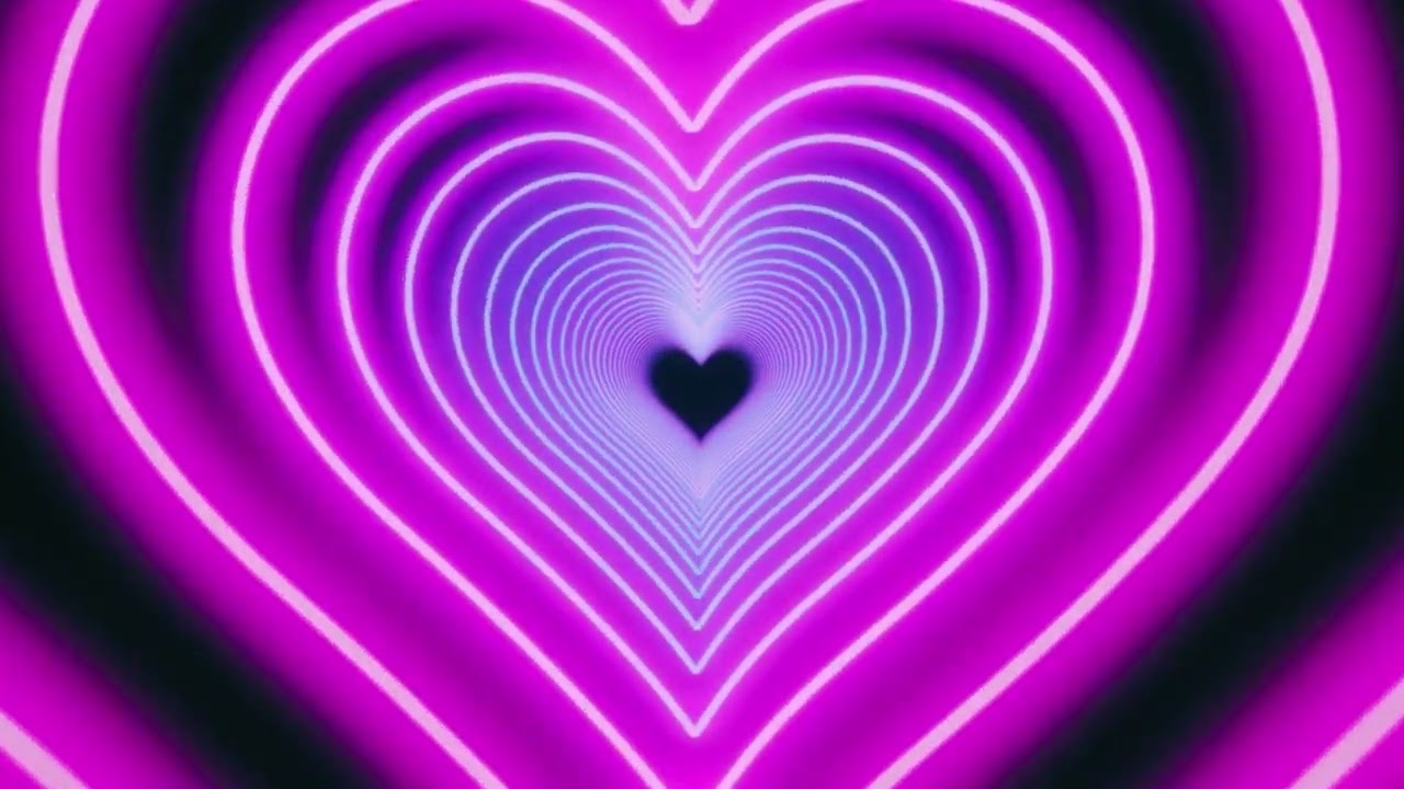Neon Purple Heart Tunnel Live wallpaper loop 💜 Aesthetic Background screensaver✨4K Desktop wallpaper