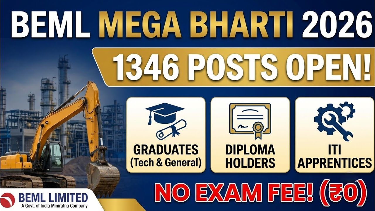 BEML 1346 Vacancy 2026 🔥 | Golden Opportunity for Engineering & ITI Students