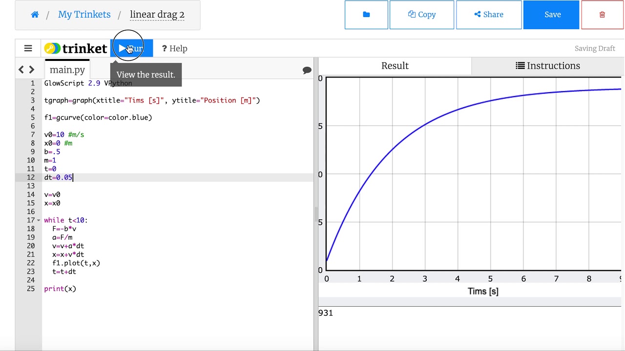 Numerical Calculation of 1D Linear Drag