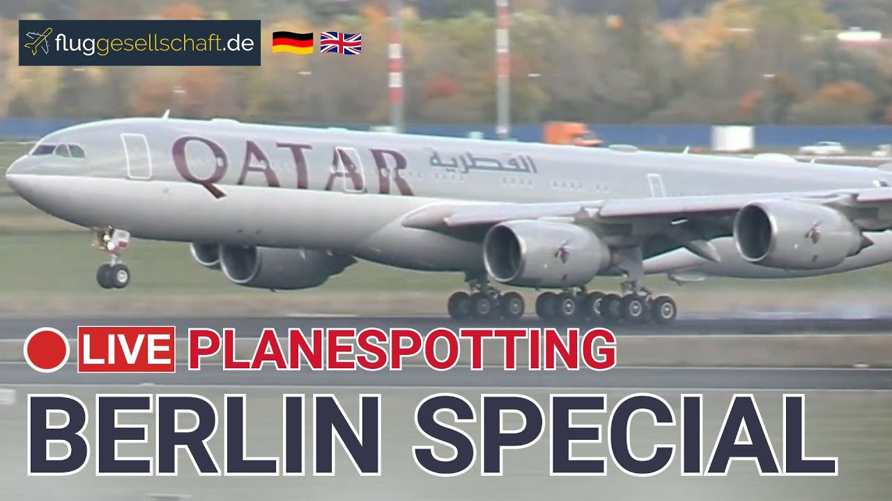 Planespotting LIVE 🐻 Berlin (BER) Airport Germany | Qatar Amiri Airbus A340-500 Special #livestream