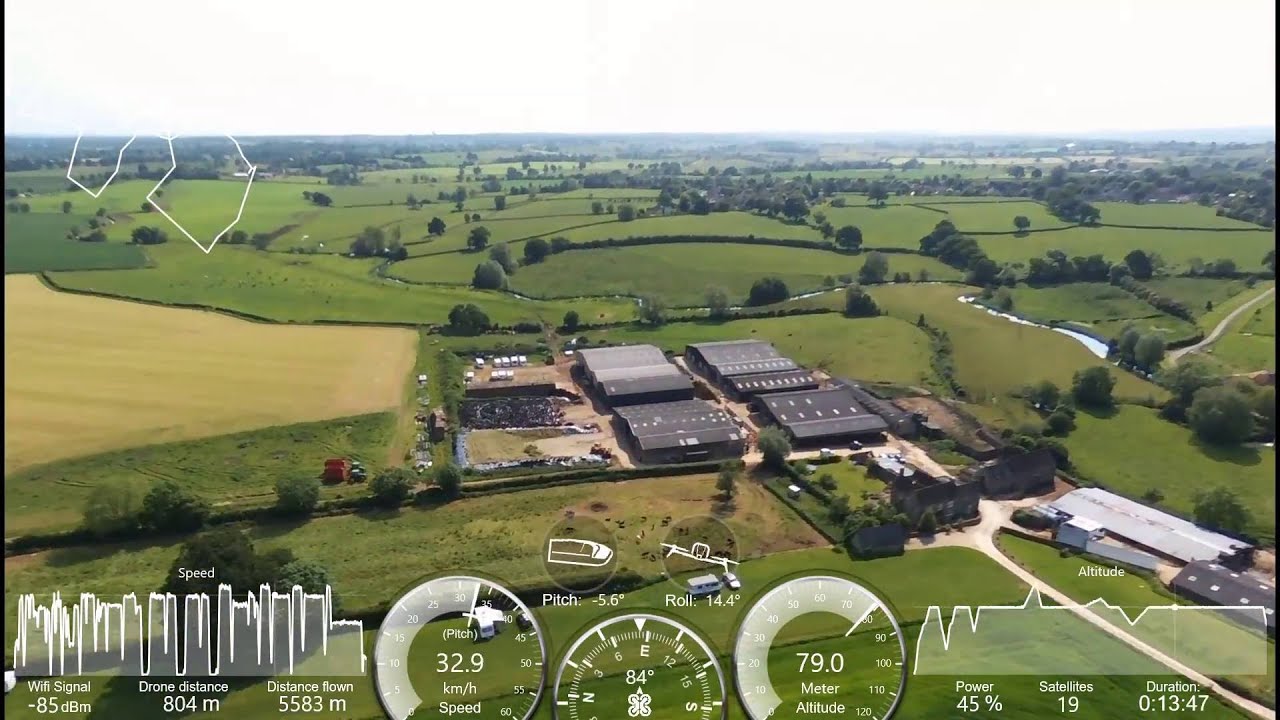 Bebop 2 crash with flight data overlays and multiple cameras