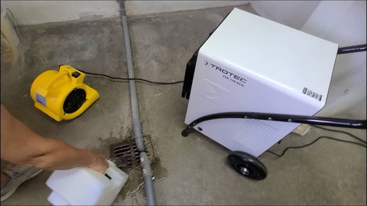 💧 Bautrockner TROTEC im Kellern nach Wasserschaden 3 Tage Wasser leeren. Elementar-Versicherung