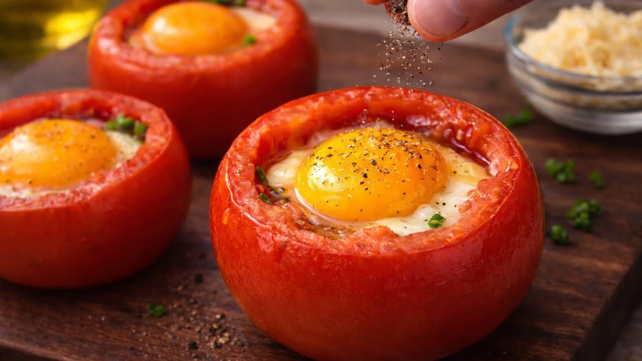 Ein Ei in die Tomate geben – Unglaublich leckeres Frühstück!