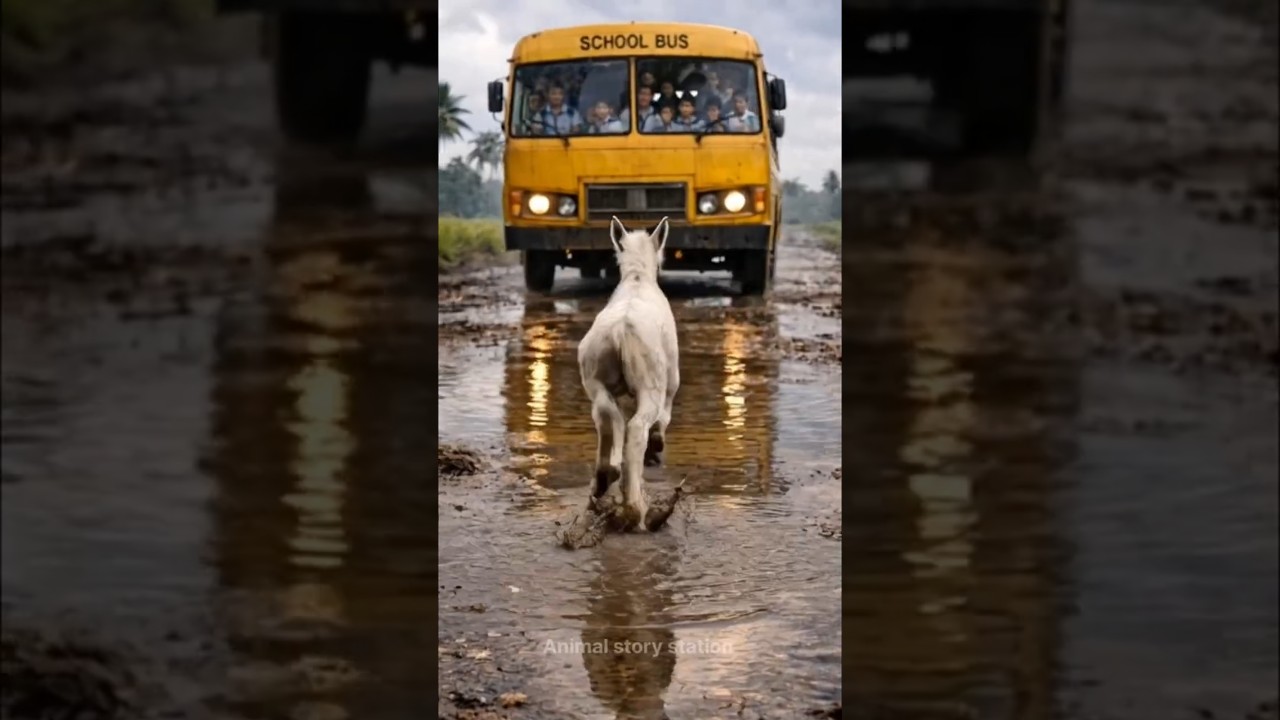 cute baby horse save a school bus from an accident 