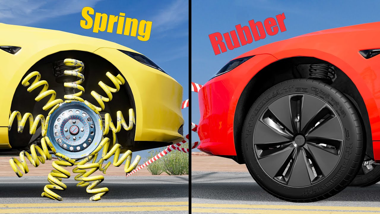 Spring Wheel vs Rubber Wheel #5 - Beamng drive