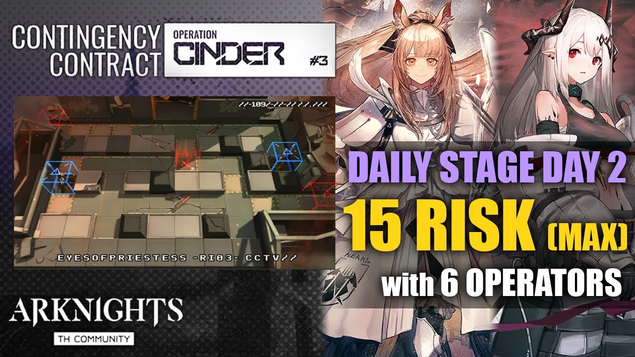 [Arknights CN] - CC #3 Cinder - Daily Stage (DAY 2) - 15 Risk (Max) with 6 Operators
