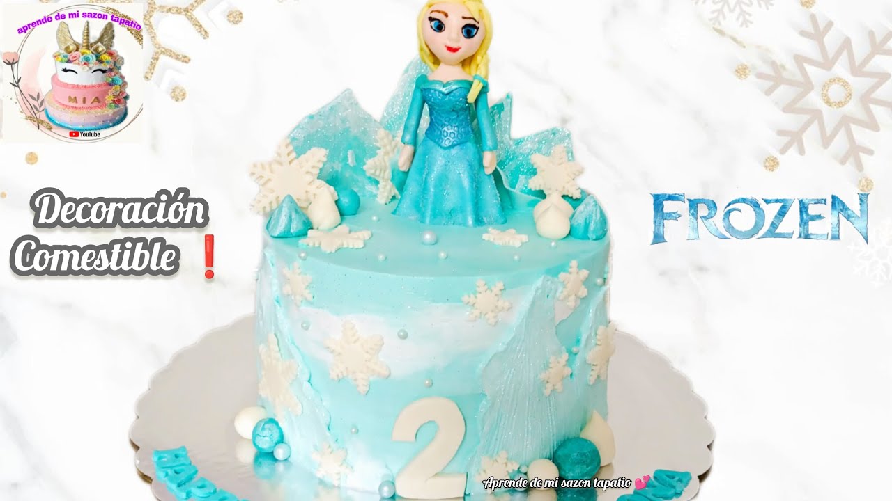 Pastel de Frozen ❄️ Pastel decorado de Elsa de la película de frozen en Chantilly 