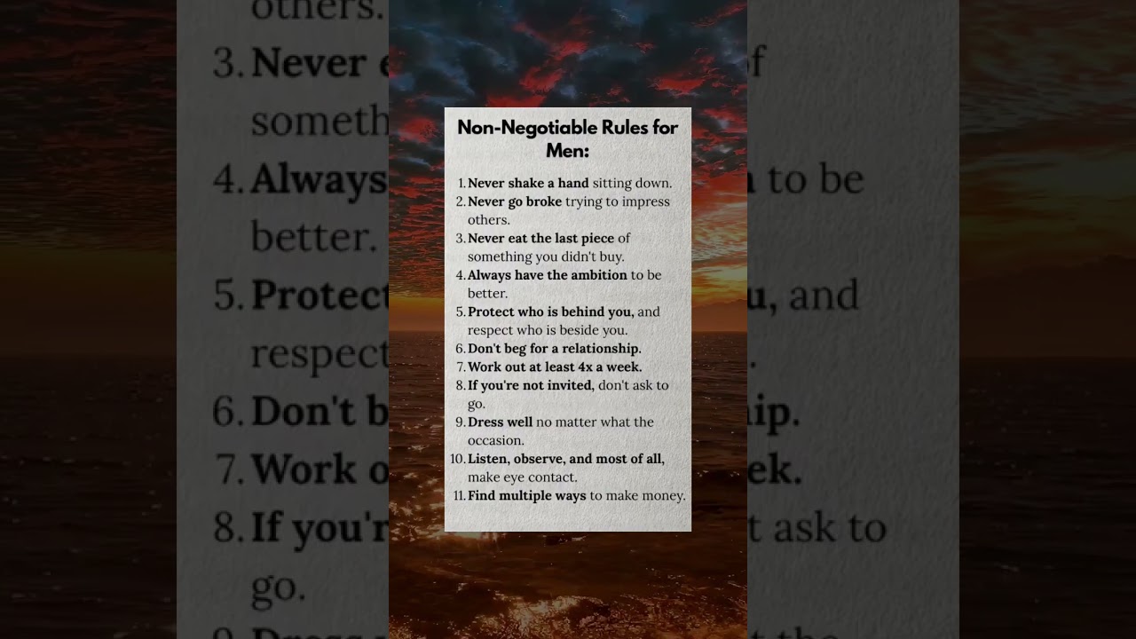 Non-Negotiable Rules for Men: #quotes #motivation #psychology