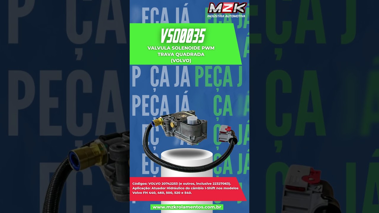 MZK Lança Válvula Solenoide V5O0035: Componente Estratégico para Câmbio I-Shift Volvo