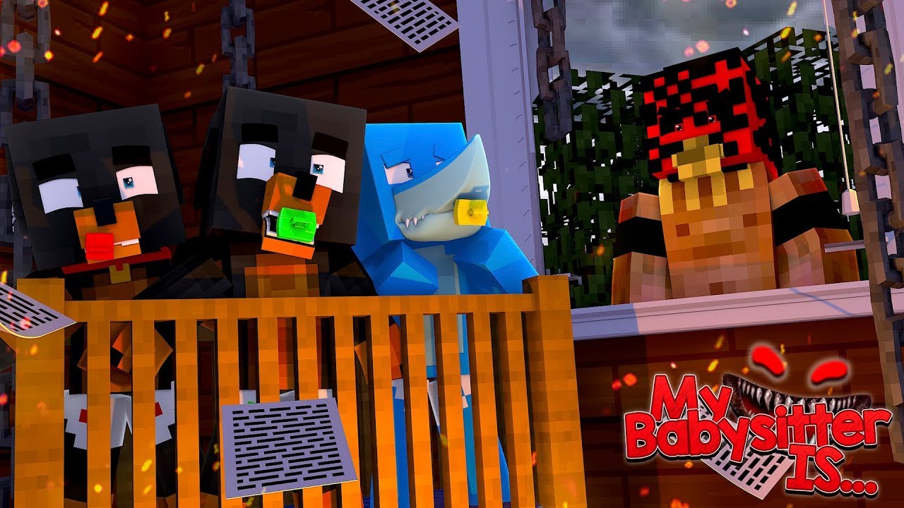 MY BABYSITTER IS..... THE BOOGEYMAN !!! Minecraft w/ Sharky, Donut the Dog and Baby Max