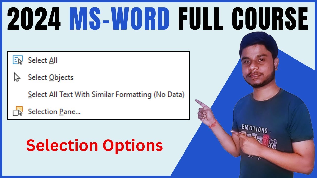 Selection Options In MS Word | MS Word full course in Hindi | MS Word Complete Video In Hindi