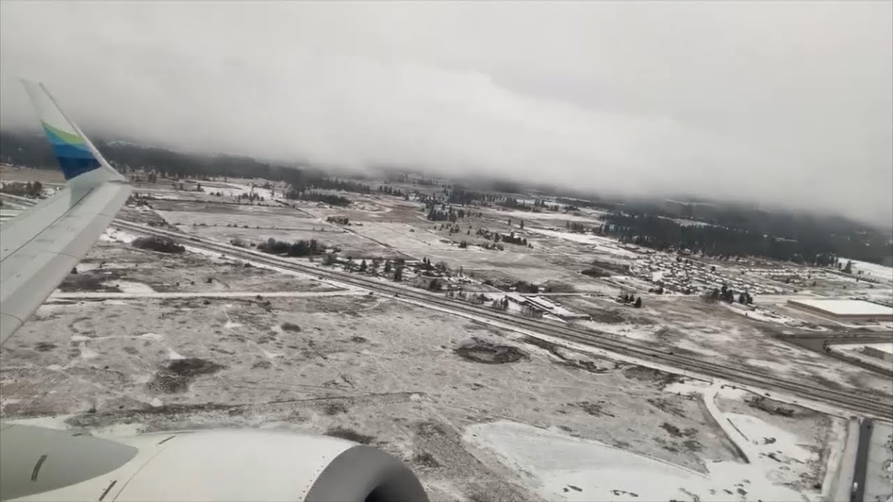 Snowy Taxi & Takeoff from Spokane | Alaska 737