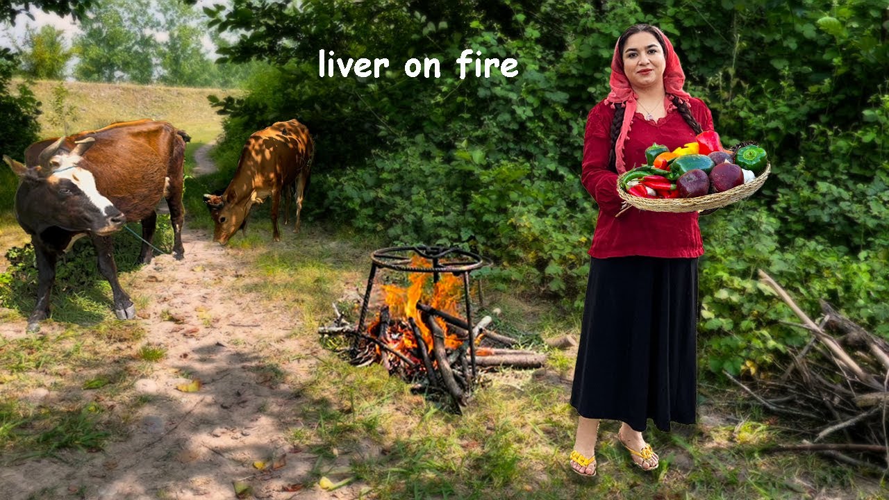 Liver on Fire | Peaceful Off-Grid Village Cooking in Autumn