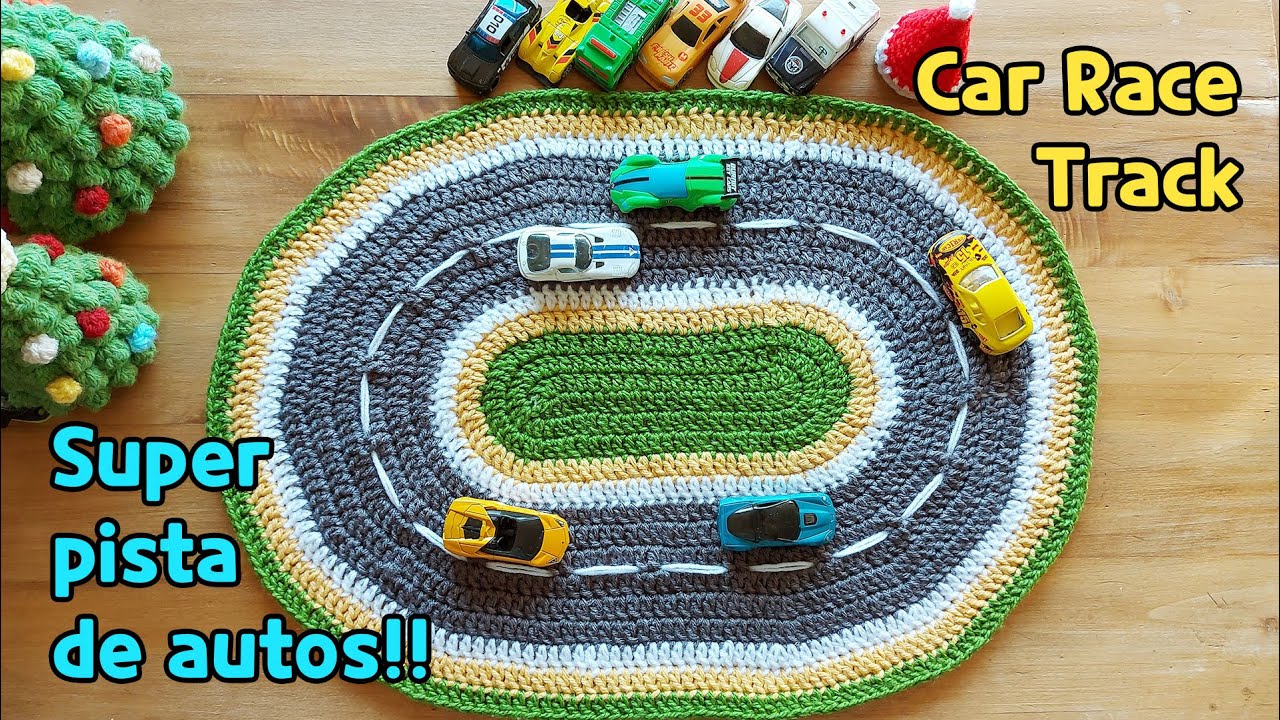 [ENG SUB] Easy Car Race Track - Tapete de Pista de Autos a crochet -El Mejor regalo de esta Navidad