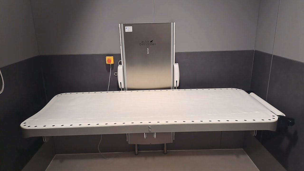 Adult changing table in HOU Hobby airport in Houston, great bathroom equipped with a shower.