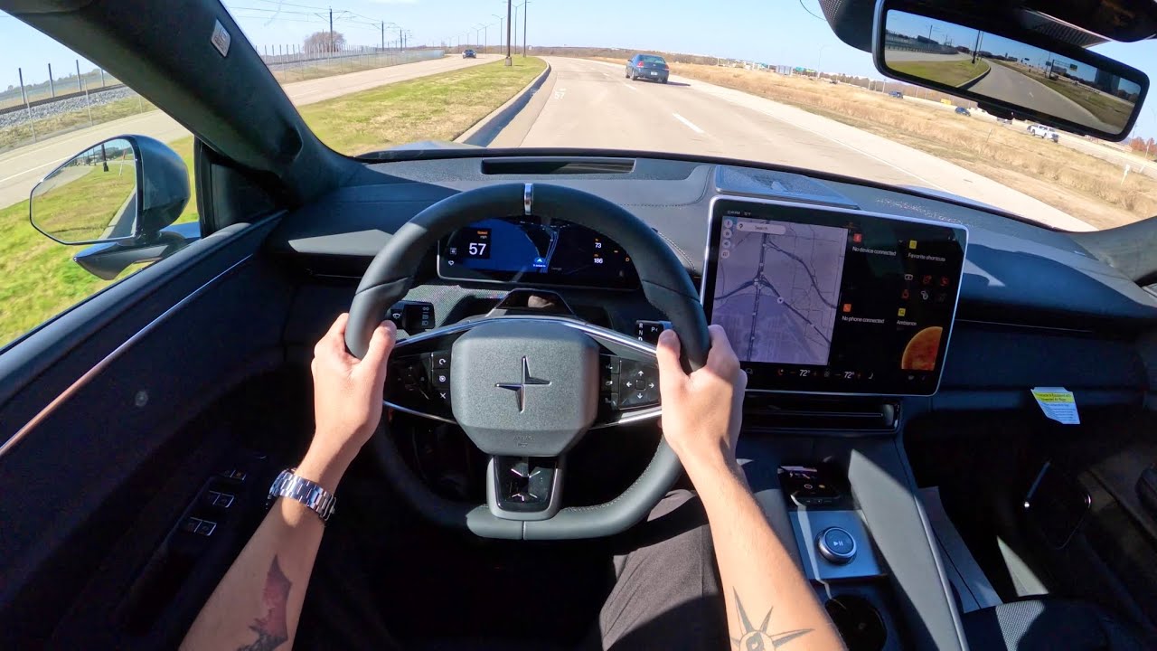 Polestar 4 Dual Motor 2026 года с пакетом Performance Pack - тест-драйв от первого лица.