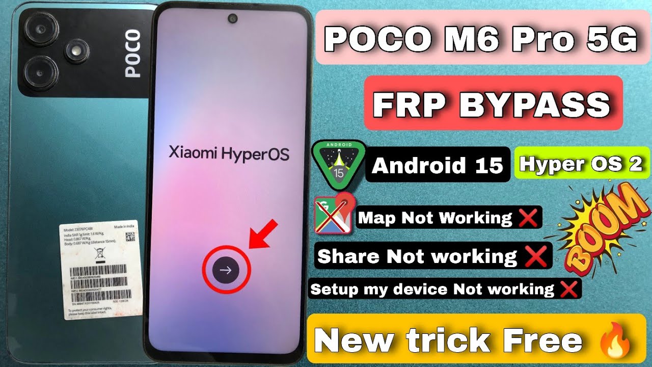 Poco M6 pro 5G FRP bypass android 15 | poco M6 pro Google Account bypass hyper OS 2 | without PC new