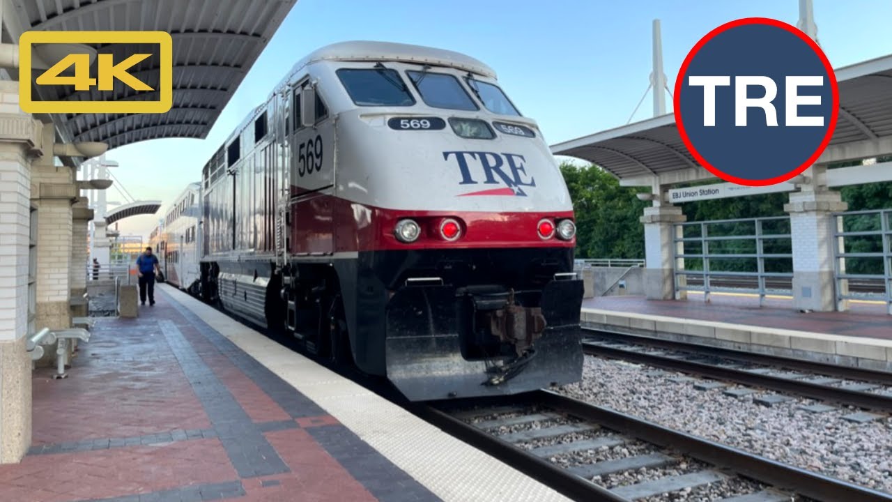 Trinity Railway Express TRE, Downtown Dallas Victory Plaza to Downtown Irving, 4K Train Ride