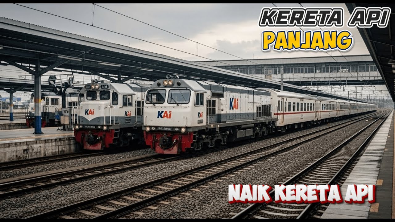 KERETA API MEMASUKI STASIUN MENAIKAN PENUMPANG