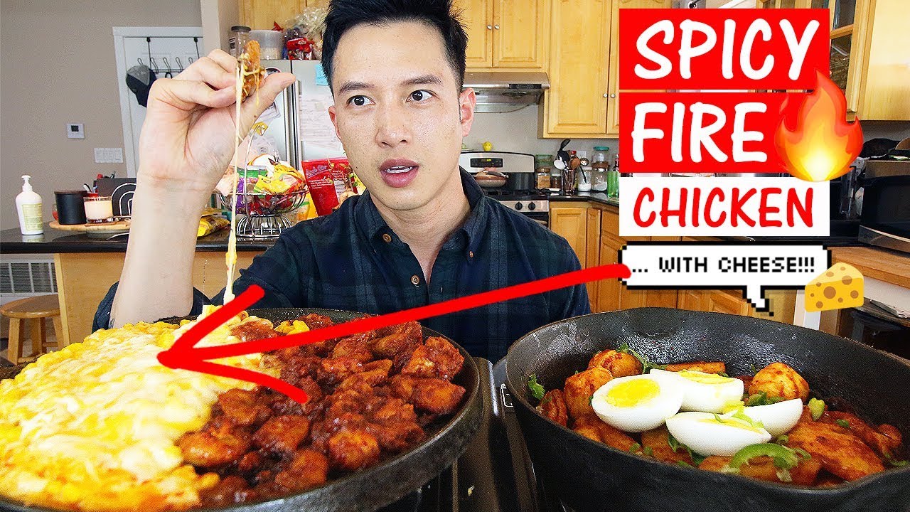 cookbang • mukbang • 🔥🐔 ОСТРАЯ ОГНЕННАЯ КУРИЦА (КУКУРУЗА-СЫР 🌽➕🧀 БУЛДАК Сыр Булдак) & 🌶 ТТЕОКБОКК...