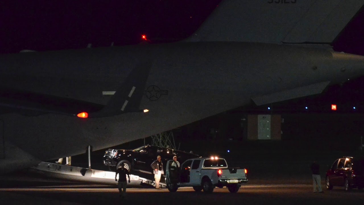 C-17 Nighttime Landing & Takeoff at Tri-Cities Airport