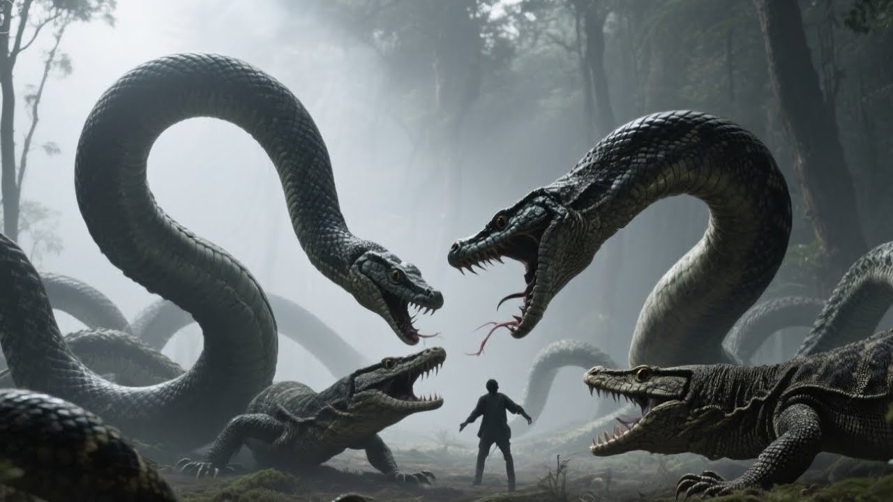 A giant snake and a giant lizard wrestled! The scene was shocking!【巨蜥 Varanus Priscus】