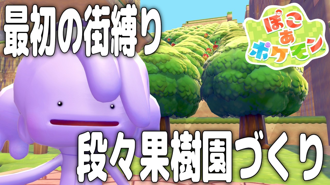 【最初の街縛り】段々畑を果樹園に整備しました【ぽこポケ】