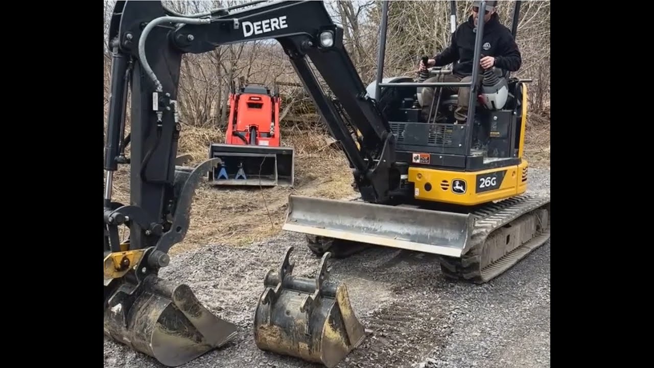 How to Operate the John Deere 26G Mini Excavator and Change Buckets