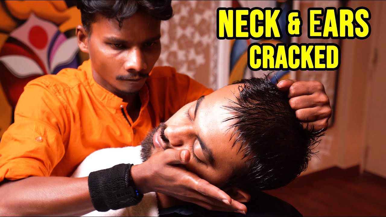 INDIAN HEAD and FACE MASSAGE 🟡 NECK and EARS CRACK 🟡 ASMR sleep