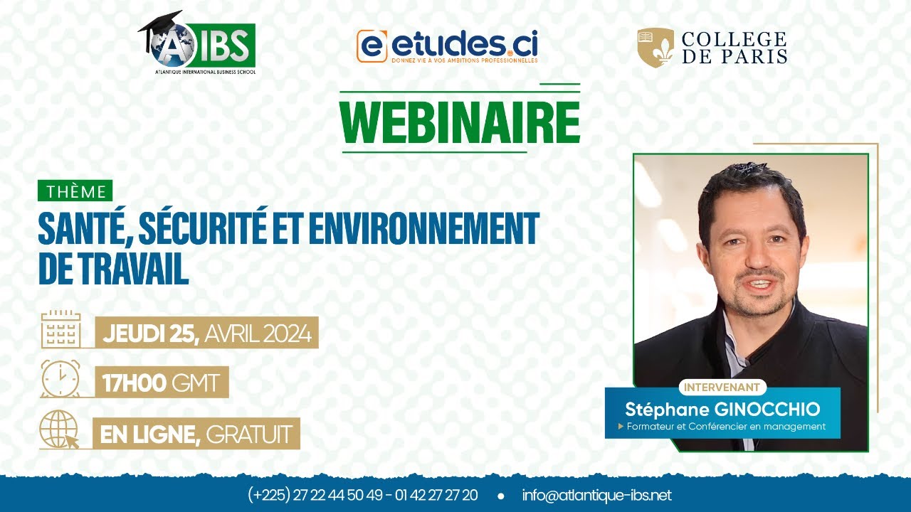 Webinaire : Santé, Sécurité et Environnement de Travail