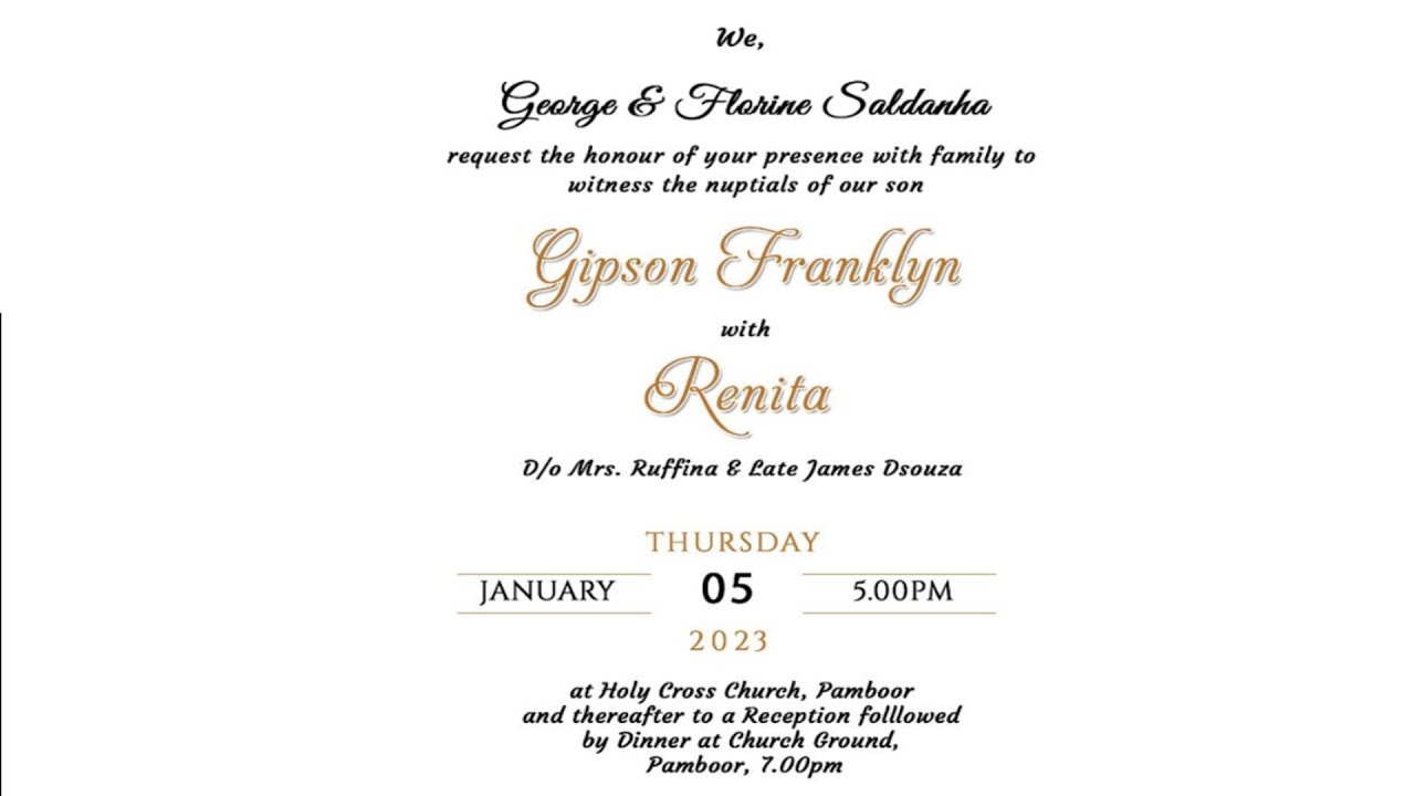 Wedding Ceremony Of Gipson Franklyn With Renita | Pamboor