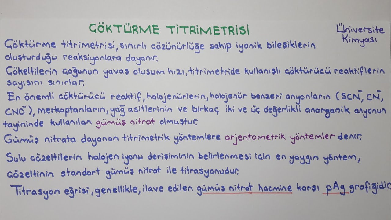 ANALİTİK KİMYA|Titrimetrik Yöntemler|Çöktürme Titrimetrisi 1