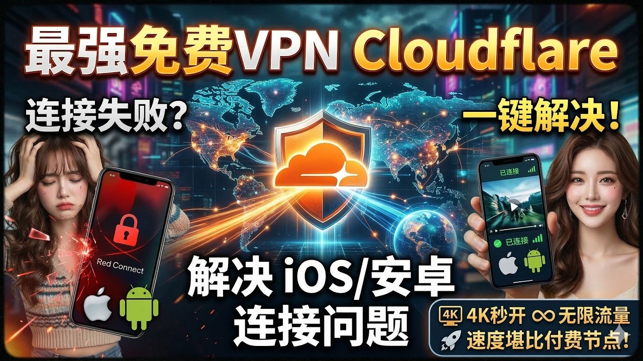 Cloudflare免费VPN 手机端连接失败终极解决办法！满速白嫖，速度碾压付费节点！