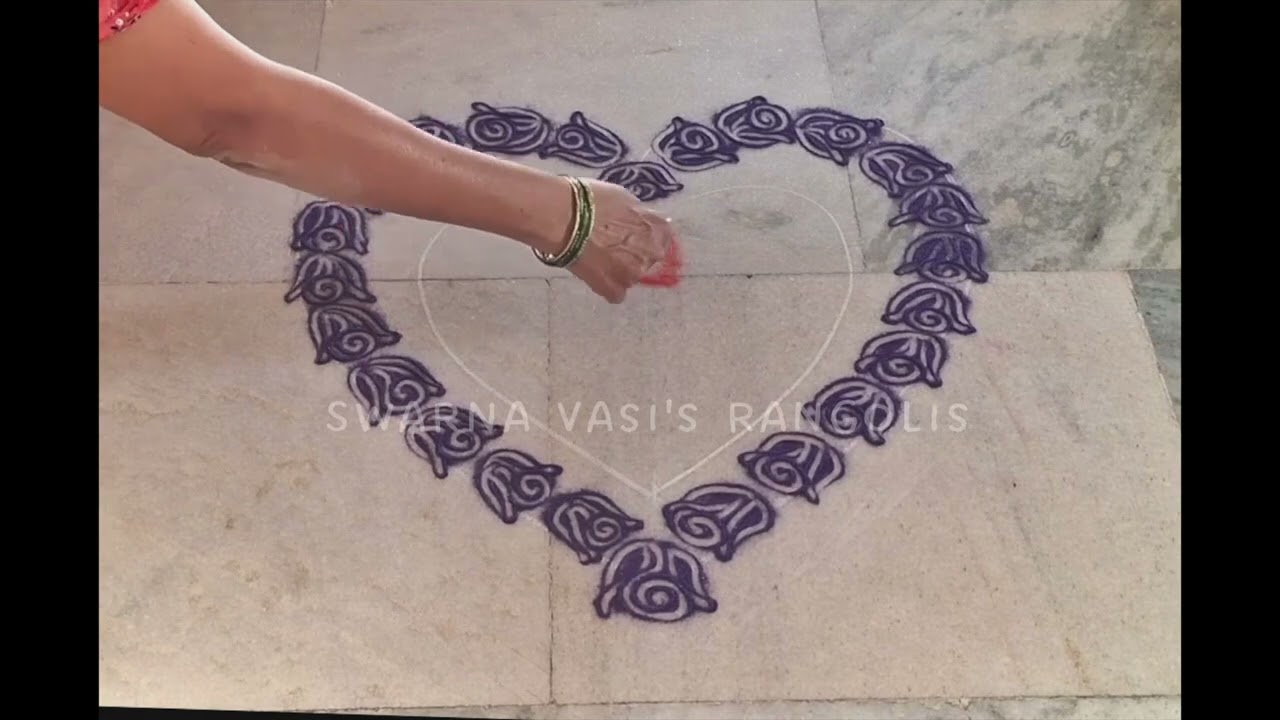 Easy Heart Shape Rangoli for Beginners✨  #valentinesday #easyrangoli #rangoli #rangolidesigns #art