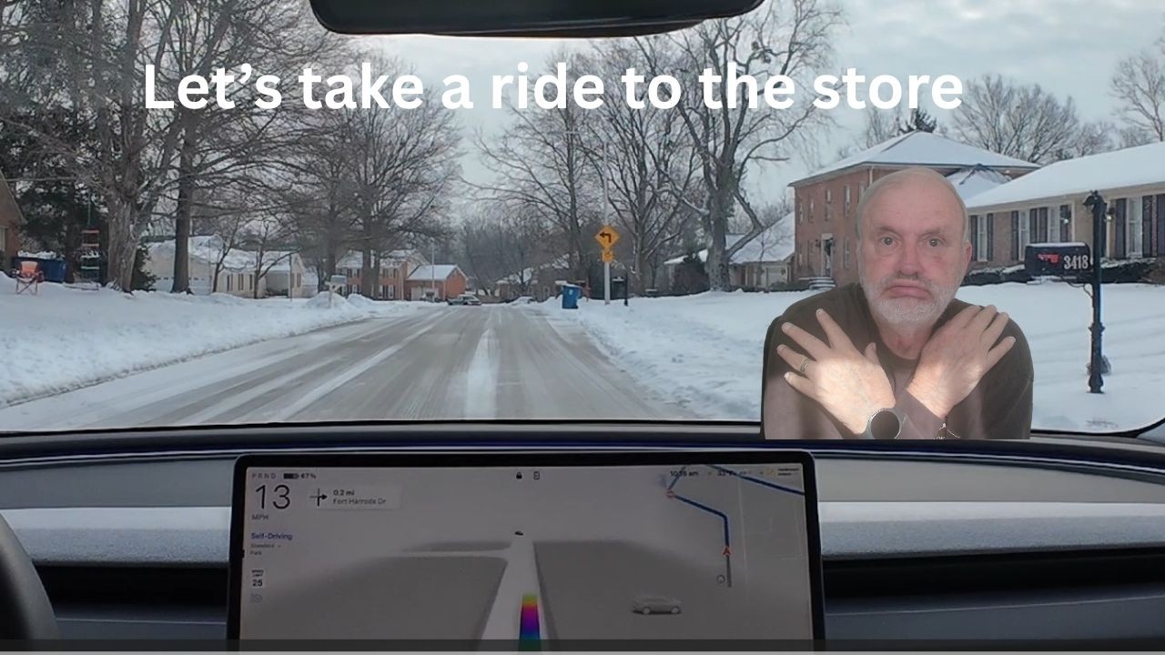 Снег, лед и поездка к Сэму: Tesla FSD справляется с этим довольно хорошо.
