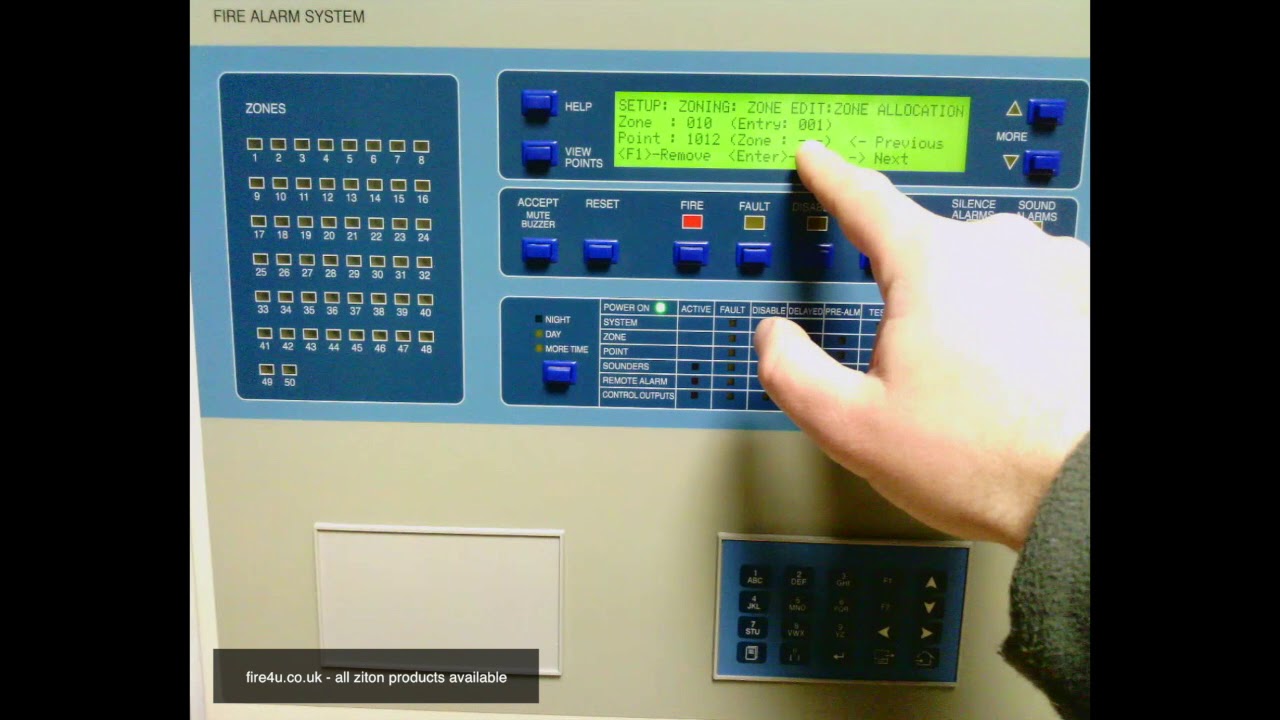 Ziton ZP3 Panel Adding or removing devices from a zone
