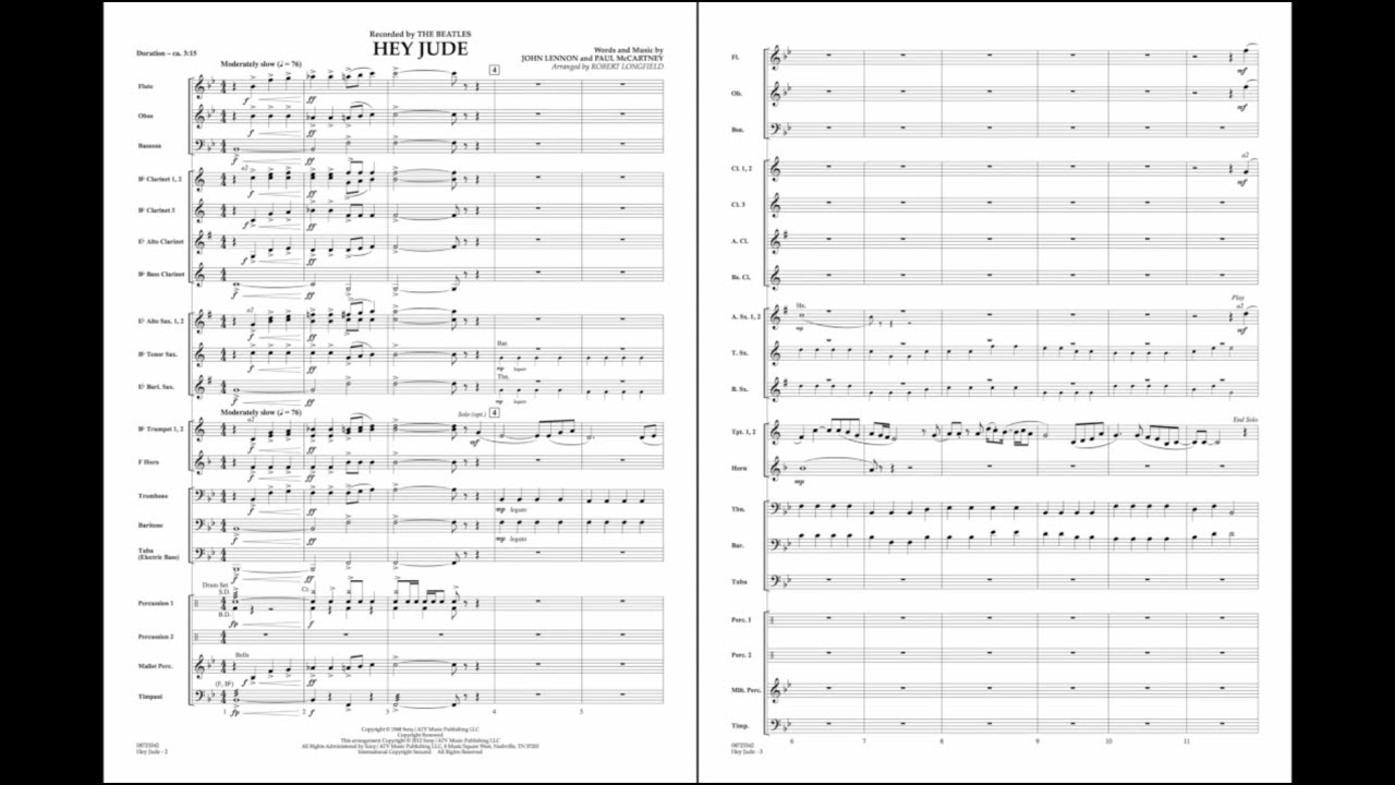Hey Jude arranged by Robert Longfield