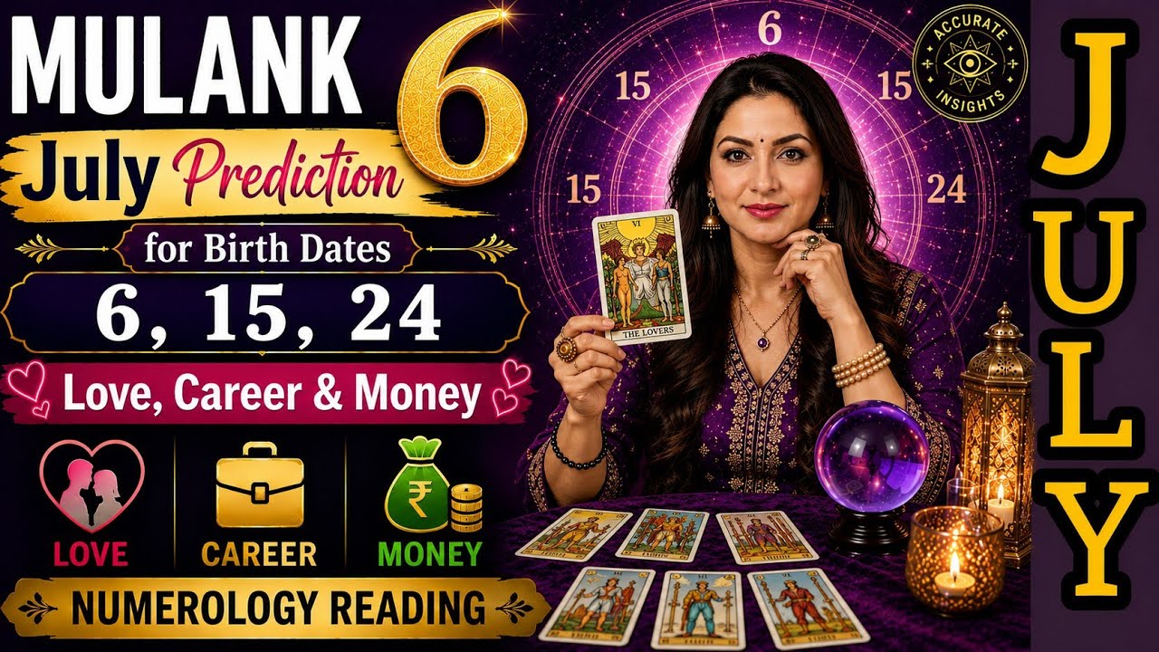 💟मूलांक 6 जुलाई 2026 भविष्यवाणी प्रेम, करियर, धन और स्वास्थ्य में क्या होगा? Numerology Predictions 