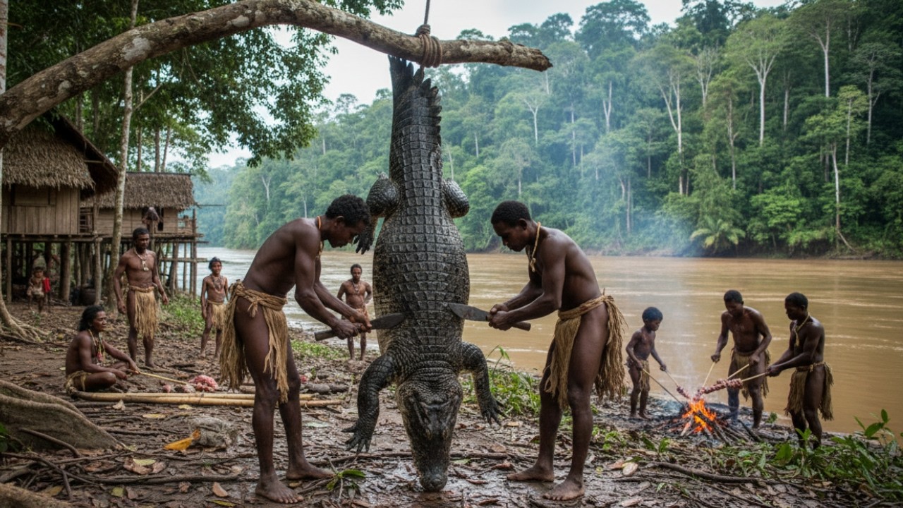 When Giant Crocodiles Surround the Korowai Tribe in the Amazon Jungle | Extreme Survival