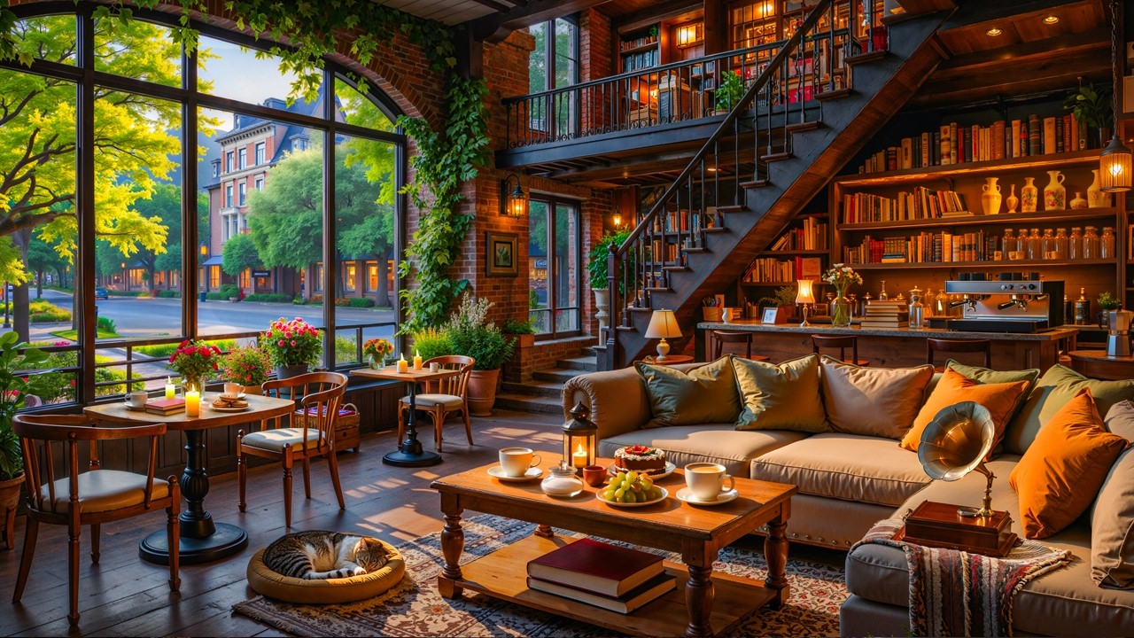 Relax with Soft Springtime Coffee Jazz ☕ Calm Jazz at Cozy Indoor Ambience & Quiet City Sounds