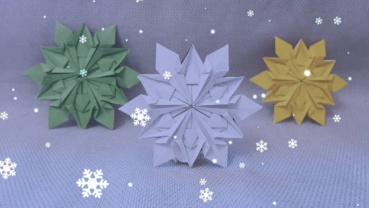 ORIGAMI SNOW FLOWER - SNOWFLAKE - Gấp Bông Hoa Tuyết Trang Trí Giáng Sinh || Merry Christmas