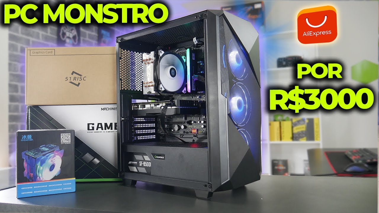 PC GAMER MONSTRO DE R$3000 DO ALIEXPRESS, RODA JOGOS AT&Eacute; EM 4K! MONTAGEM E TESTES (PC 20)