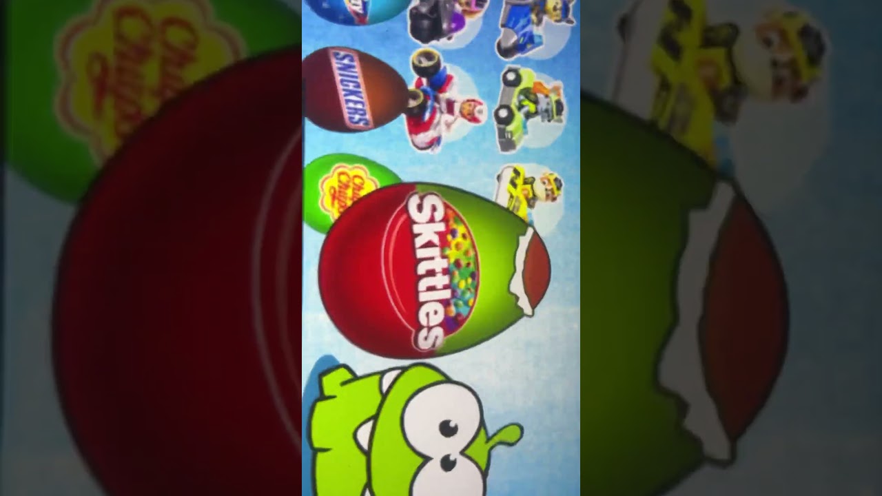 KITKAT, M&M’S, OREO, MAMBA, MILKA, SKITTLES, MILKY-WAY, SNICKERS, CHUPA CHUPS. FEED TO OM NOM’S EGGS